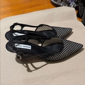 Steve Madden Black Mesh Kitten Heels